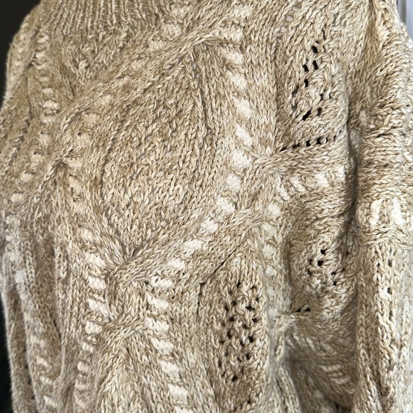 Gant Hand Knit Brown and Cream Open Cable Pattern - Picture 3 of 9